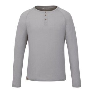 TenTree Men’s Classic Tree Blend Henley Long Sleeve Shirt Grey Heather